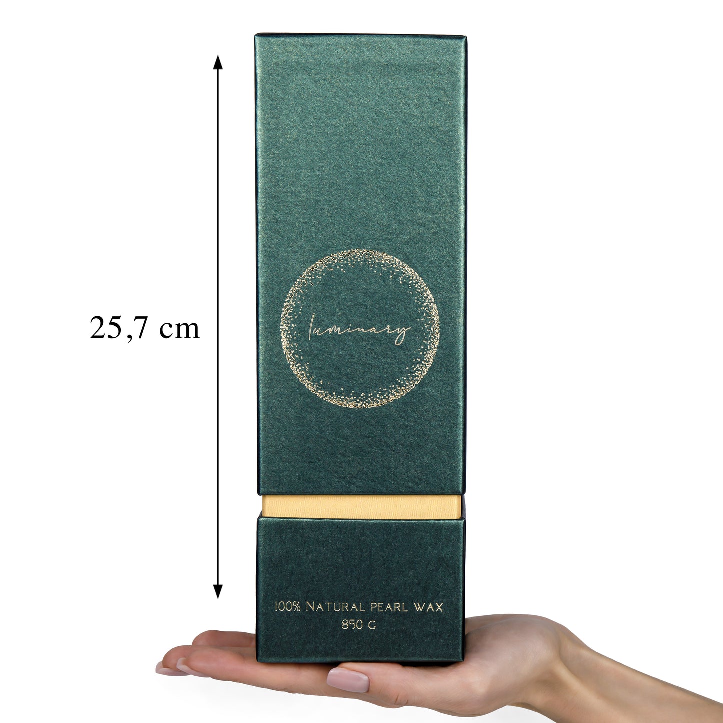 Kolekcia sviečok Luminary Candles JADE, 100% prírodný perličkový vosk. Výška 25,7 cm