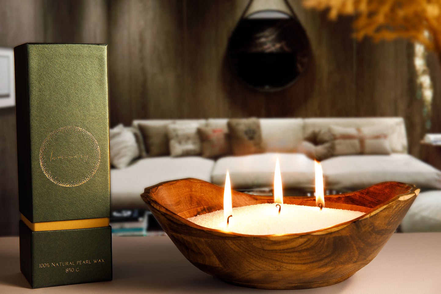 Kolekcia sviečok Luminary Candles JADE, 100% prírodný perličkový vosk.