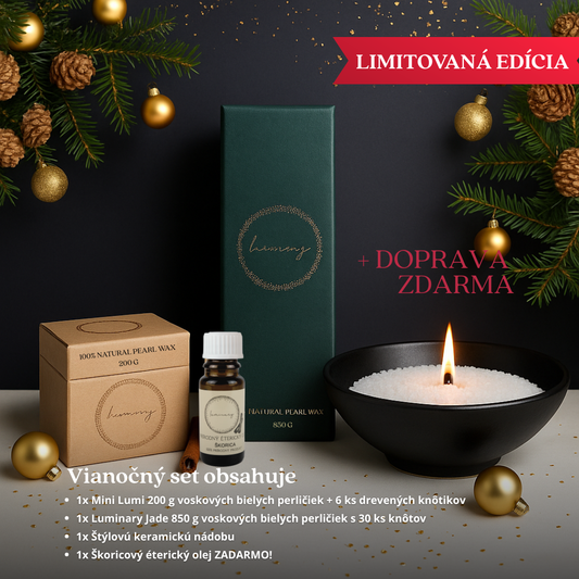 Vianočný set 🎄 Luminary Jade, Mini Lumi, Nádoba & Škoricový Éterický Olej ZADARMO!