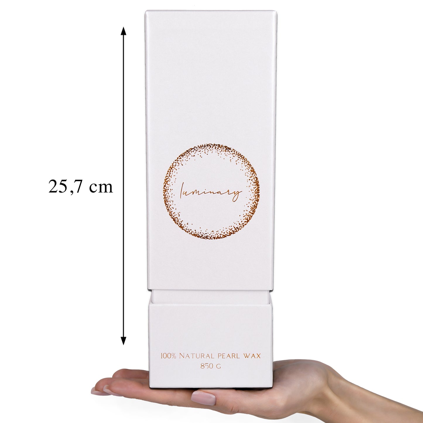 Kolekcia sviečok Luminary Candles GOLD, 100% prírodný perličkový vosk. Výška 25,7 cm