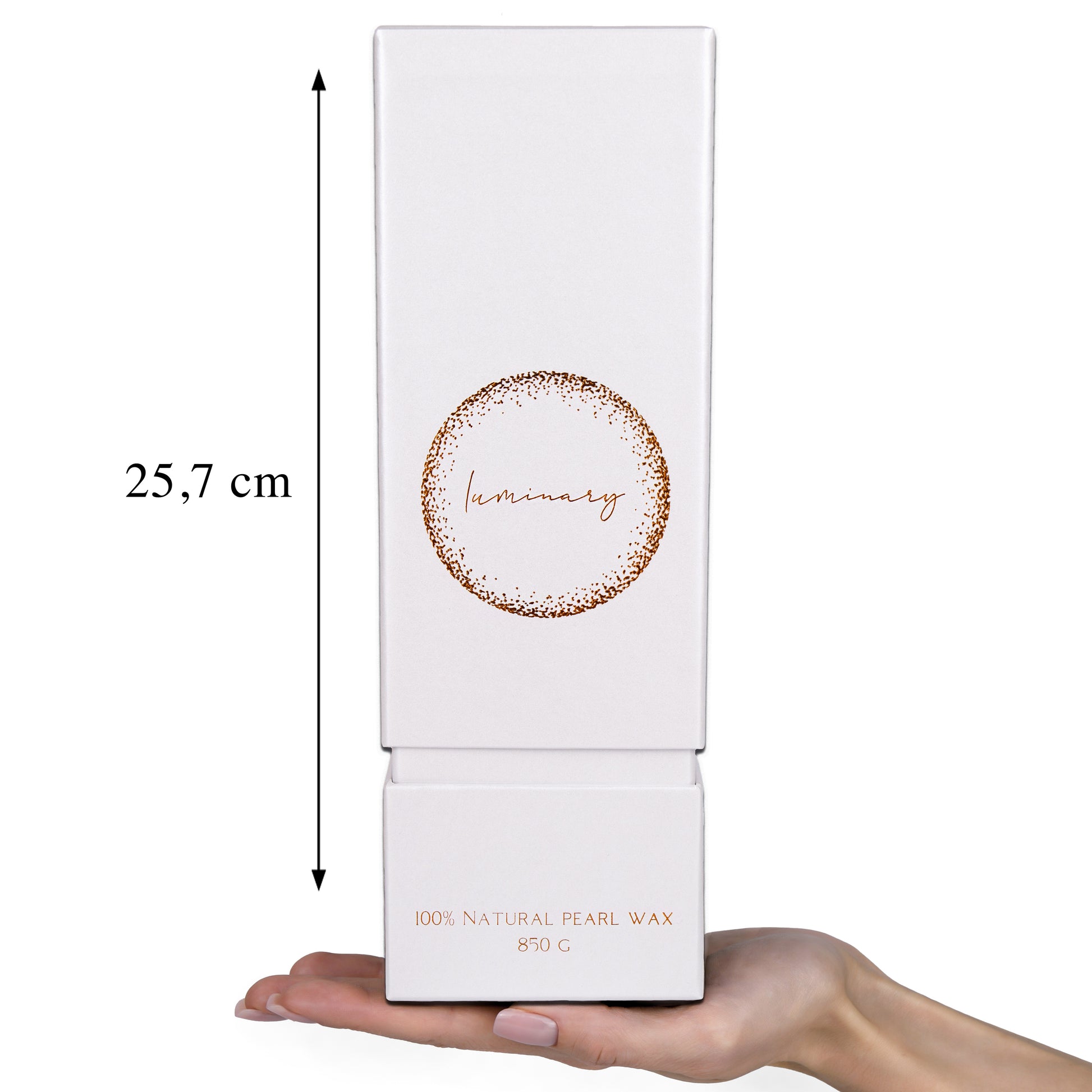 Kolekcia sviečok Luminary Candles GOLD, 100% prírodný perličkový vosk. Výška 25,7 cm