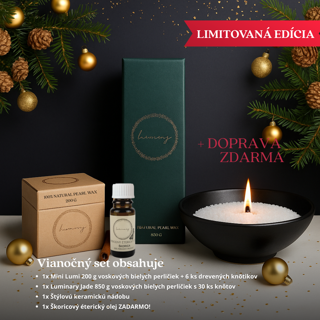 Vianočný set 🎄 Luminary Jade, Mini Lumi, Nádoba & Škoricový Éterický Olej ZADARMO!